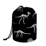 Black And White Dinosaur Fossil Print Drawstring Makeup Bag