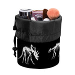 Black And White Dinosaur Fossil Print Drawstring Makeup Bag