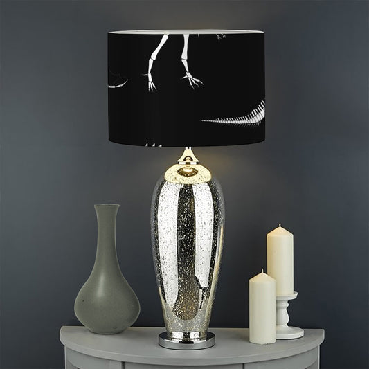 Black And White Dinosaur Fossil Print Drum Lamp Shade