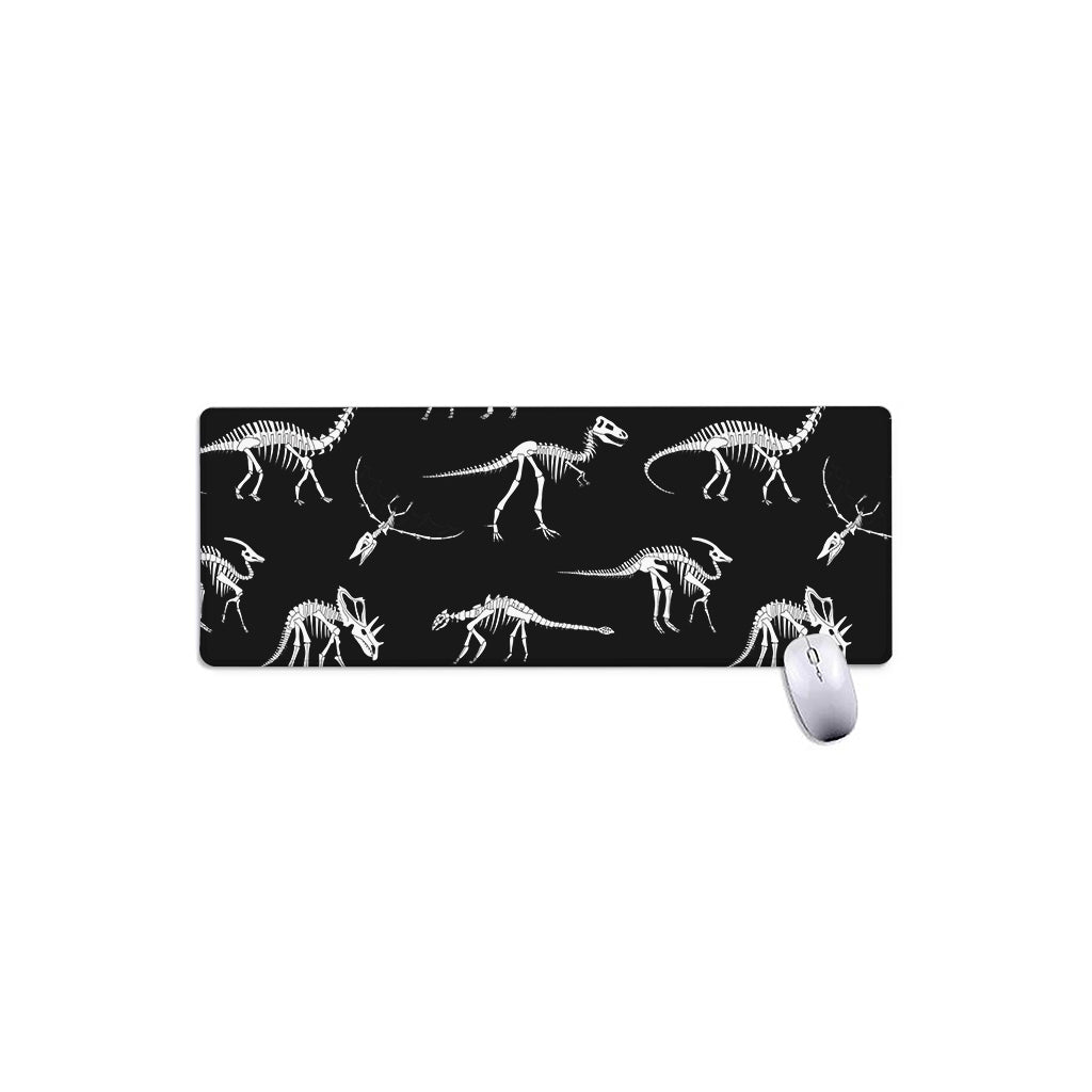 Black And White Dinosaur Fossil Print Extended Mouse Pad