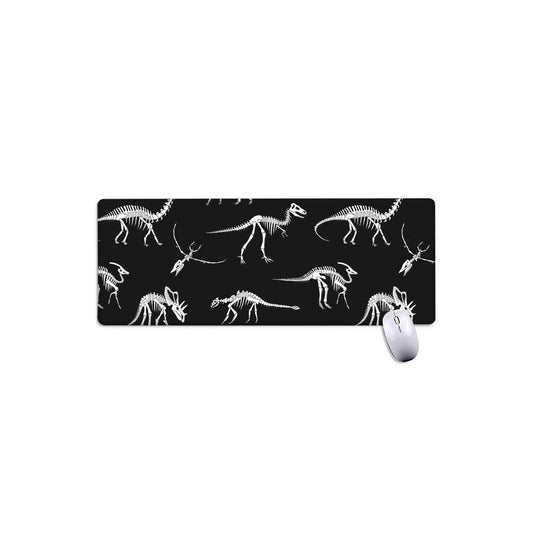Black And White Dinosaur Fossil Print Extended Mouse Pad