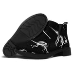 Black And White Dinosaur Fossil Print Flat Ankle Boots