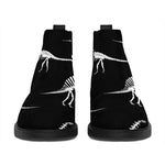Black And White Dinosaur Fossil Print Flat Ankle Boots