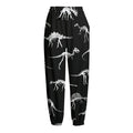 Black And White Dinosaur Fossil Print Fleece Lined Knit Pants