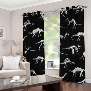 Black And White Dinosaur Fossil Print Grommet Curtains