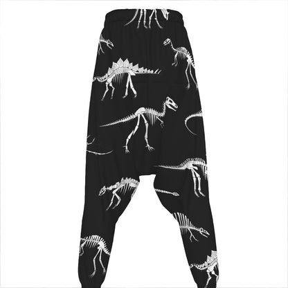 Black And White Dinosaur Fossil Print Hammer Pants