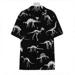 Black And White Dinosaur Fossil Print Hawaiian Shirt