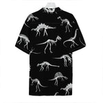 Black And White Dinosaur Fossil Print Hawaiian Shirt