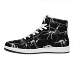 Black And White Dinosaur Fossil Print High Top Leather Sneakers