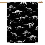 Black And White Dinosaur Fossil Print House Flag