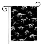 Black And White Dinosaur Fossil Print House Flag
