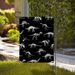 Black And White Dinosaur Fossil Print House Flag