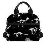 Black And White Dinosaur Fossil Print Insulated Lunch Bag