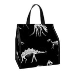 Black And White Dinosaur Fossil Print Insulated Lunch Tote