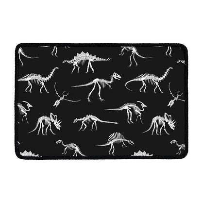 Black And White Dinosaur Fossil Print Kitchen Mat