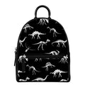 Black And White Dinosaur Fossil Print Leather Backpack