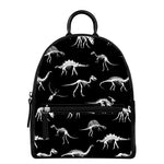 Black And White Dinosaur Fossil Print Leather Backpack