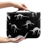 Black And White Dinosaur Fossil Print Leather Bible Cover