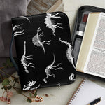 Black And White Dinosaur Fossil Print Leather Bible Cover