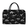 Black And White Dinosaur Fossil Print Leather Duffel Bag