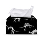 Black And White Dinosaur Fossil Print Leather Tissue Box Cover