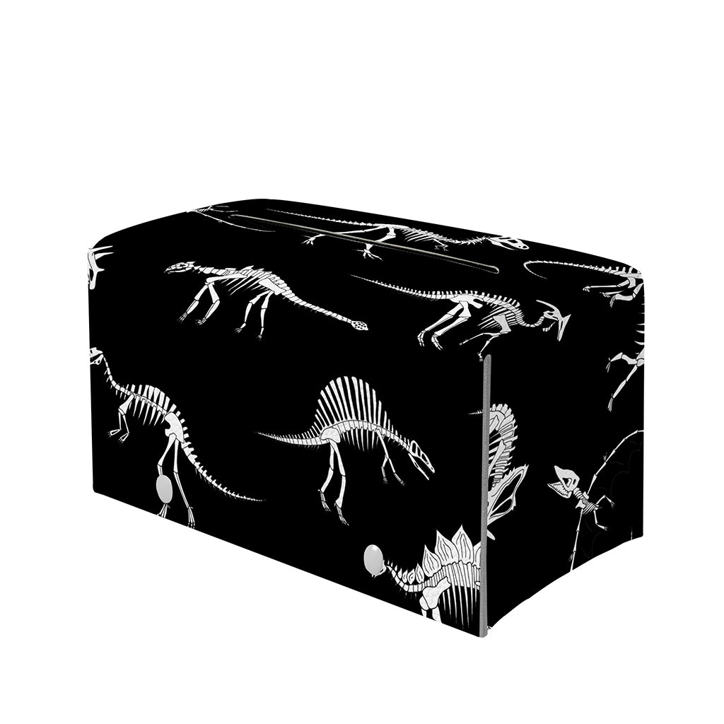 Black And White Dinosaur Fossil Print Leather Tissue Box Cover