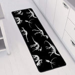 Black And White Dinosaur Fossil Print Long Kitchen Mat