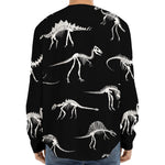 Black And White Dinosaur Fossil Print Long Sleeve Baseball Jersey