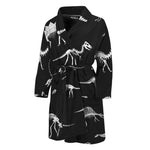 Black And White Dinosaur Fossil Print Men's Bathrobe