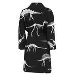 Black And White Dinosaur Fossil Print Men's Bathrobe