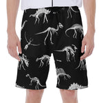 Black And White Dinosaur Fossil Print Men's Beach Shorts