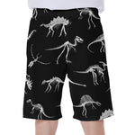 Black And White Dinosaur Fossil Print Men's Beach Shorts