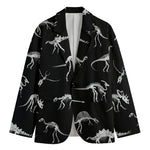 Black And White Dinosaur Fossil Print Men's Blazer