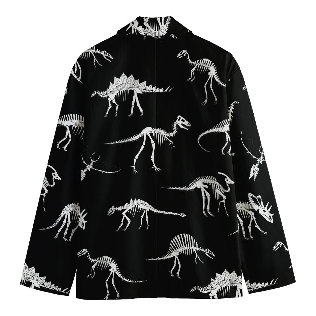 Black And White Dinosaur Fossil Print Men's Blazer