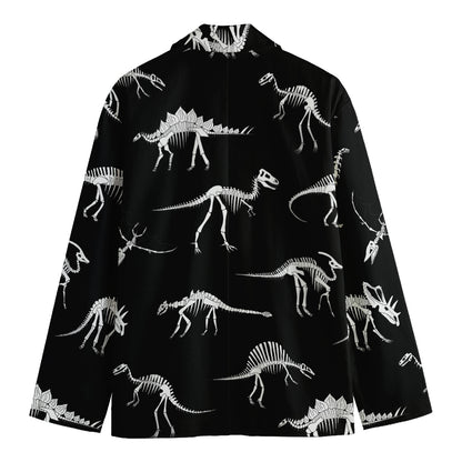 Black And White Dinosaur Fossil Print Men's Blazer