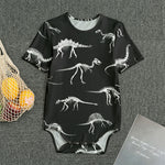 Black And White Dinosaur Fossil Print Men's Bodysuit