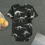 Black And White Dinosaur Fossil Print Men's Bodysuit