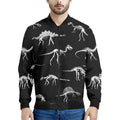 Black And White Dinosaur Fossil Print Men's Bomber Jacket