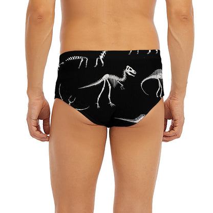 Black And White Dinosaur Fossil Print Men's Briefs
