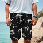 Black And White Dinosaur Fossil Print Men's Cargo Shorts