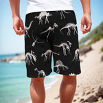 Black And White Dinosaur Fossil Print Men's Cargo Shorts