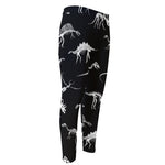 Black And White Dinosaur Fossil Print Men's Compression Pants