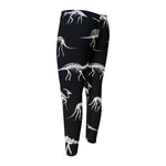 Black And White Dinosaur Fossil Print Men's Compression Pants