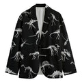 Black And White Dinosaur Fossil Print Men's Cotton Blazer
