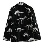 Black And White Dinosaur Fossil Print Men's Cotton Blazer