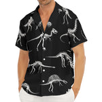 Black And White Dinosaur Fossil Print Men's Deep V-Neck Shirt