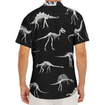 Black And White Dinosaur Fossil Print Men's Deep V-Neck Shirt