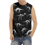 Black And White Dinosaur Fossil Print Men's Fitness Tank Top