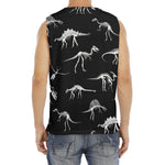 Black And White Dinosaur Fossil Print Men's Fitness Tank Top