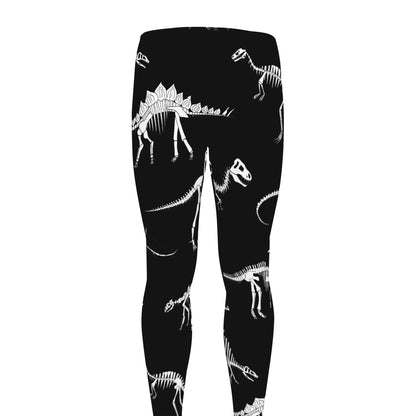 Black And White Dinosaur Fossil Print Men's leggings